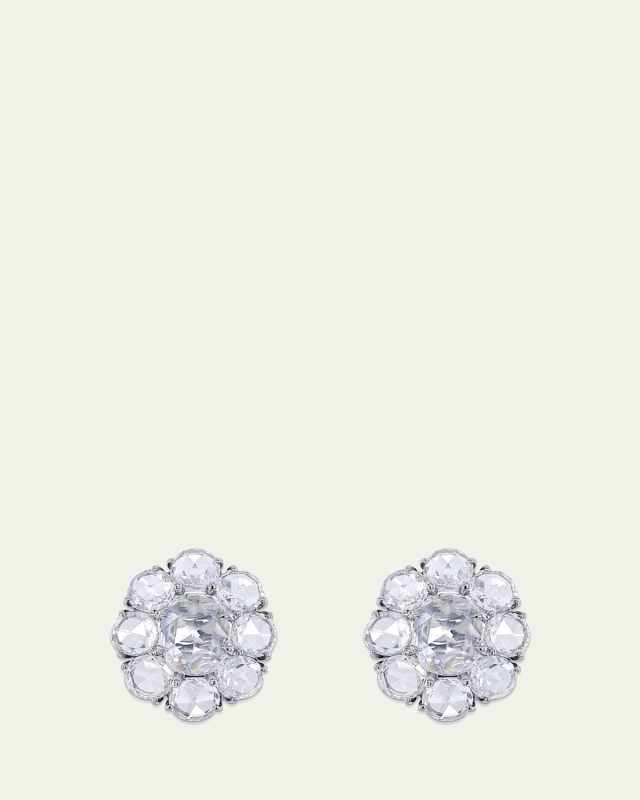 Platinum Rose Cut Stud Earrings with Diamonds